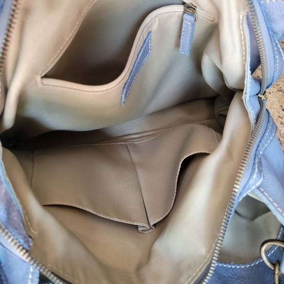 American Leather Co. Blue Shoulder Purse - Picture 9 of 12